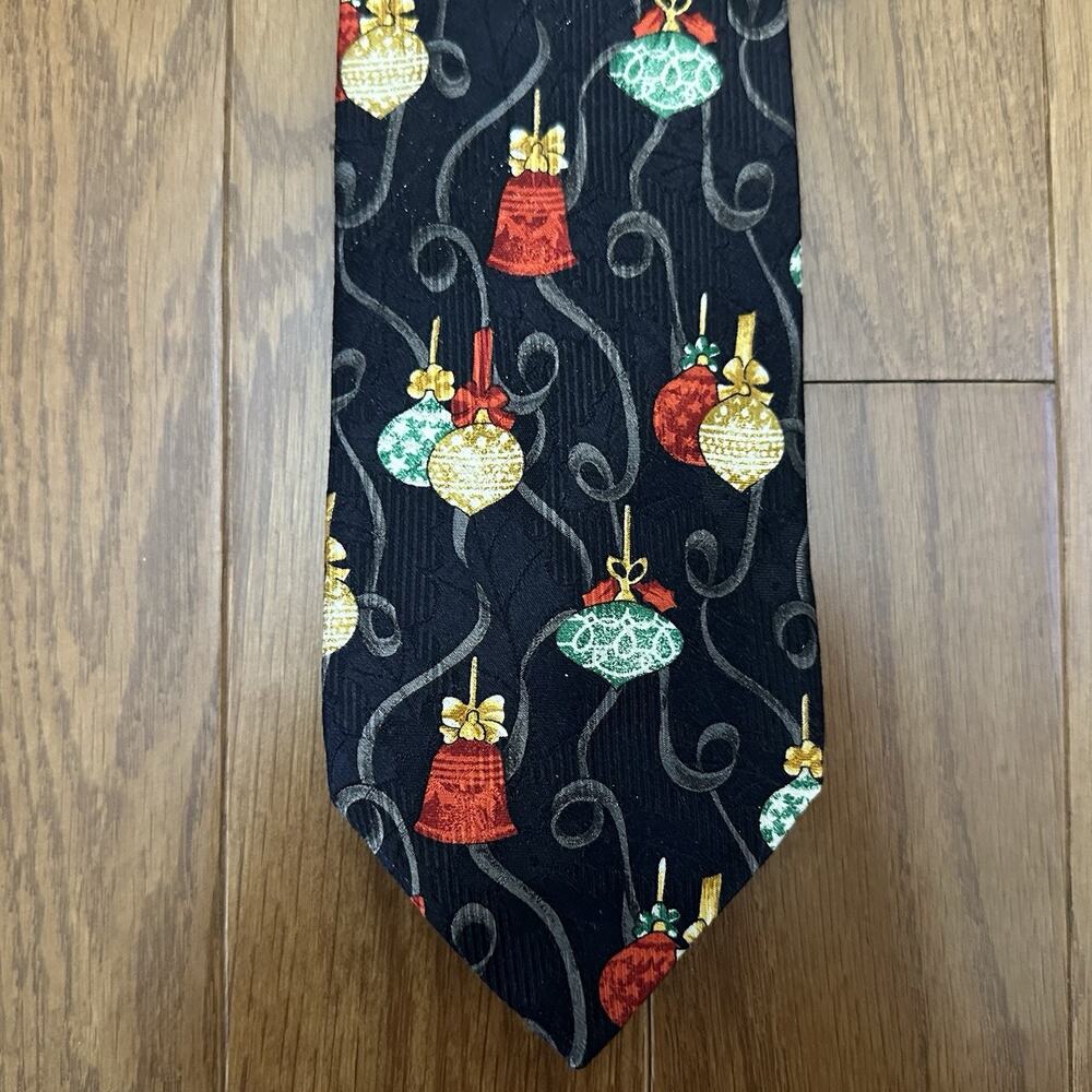 Men's Robert Talbott Christmas Ornaments‎ And Bells Silk Tie Black
